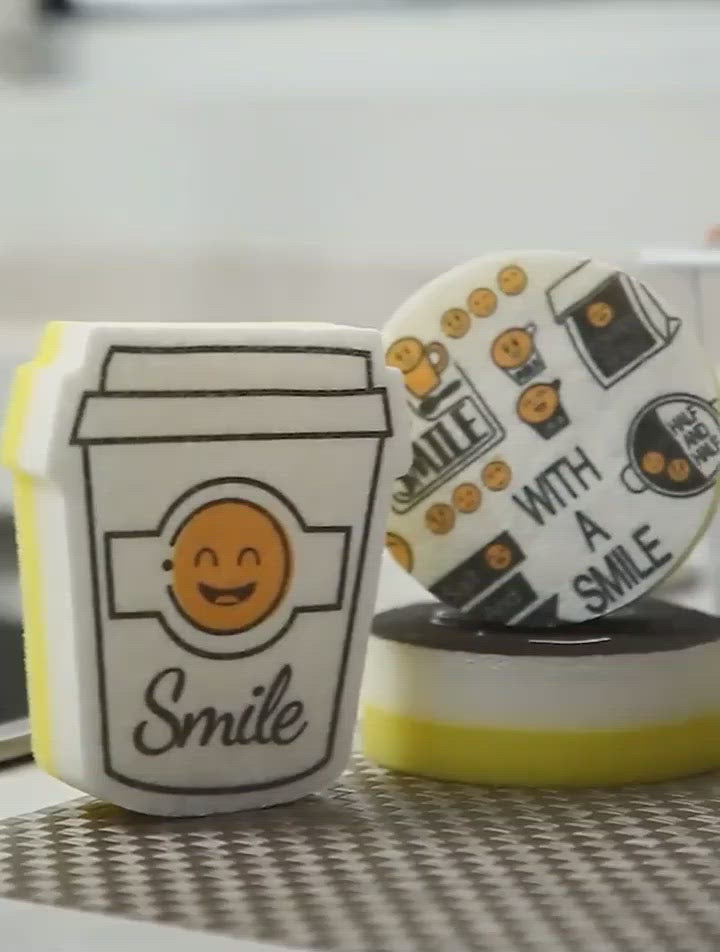 4PCS Creative Smiley Face Thick Sponge