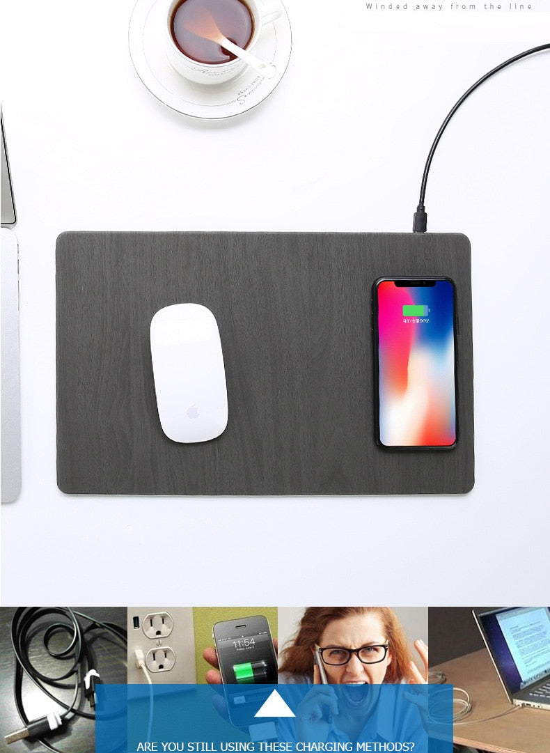 Wood Grain Wireless Charger Mousepad - quickshopping247