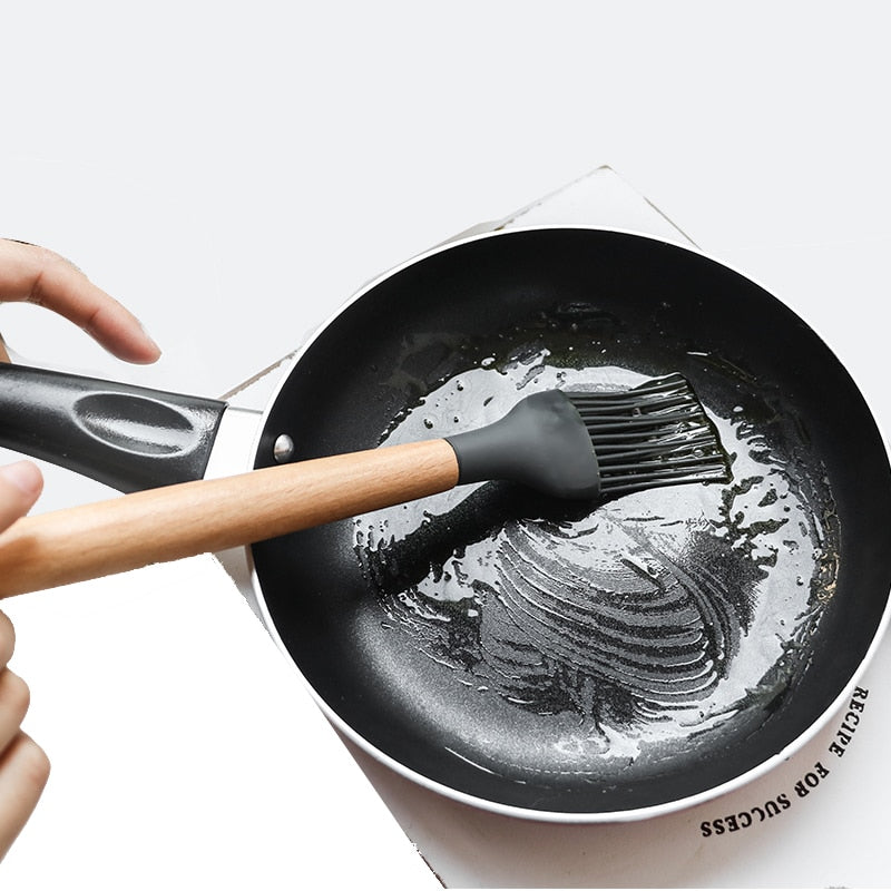 Wood Handle Silicon Cookware - quickshopping247