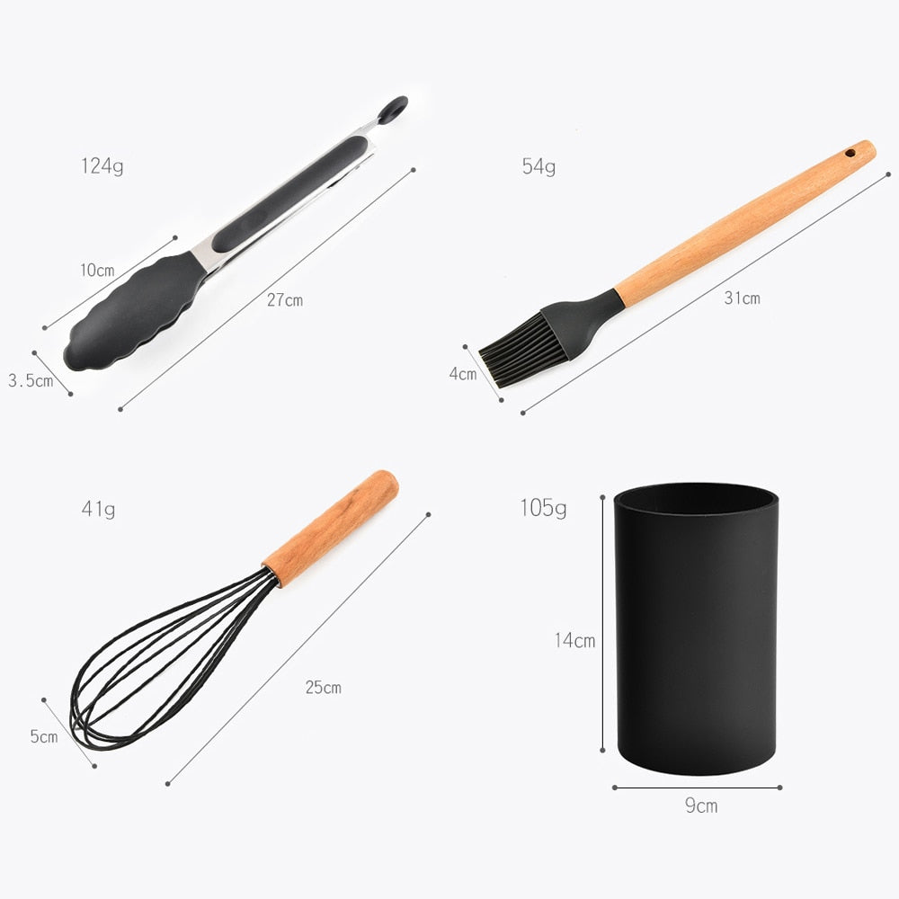 Silicone Wooden Handle Non-stick Cookware Kitchen Tools - quickshopping247